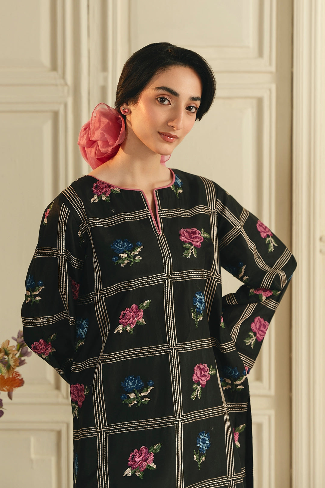 Deep Rose - Cross Stitch Emb 2 Piece Farshi Shalwar Outfit