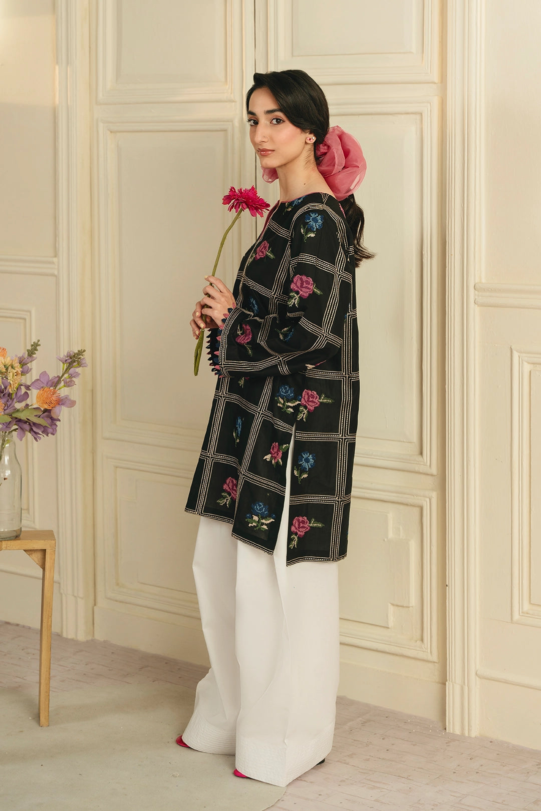 Deep Rose - Cross Stitch Emb 2 Piece Farshi Shalwar Outfit