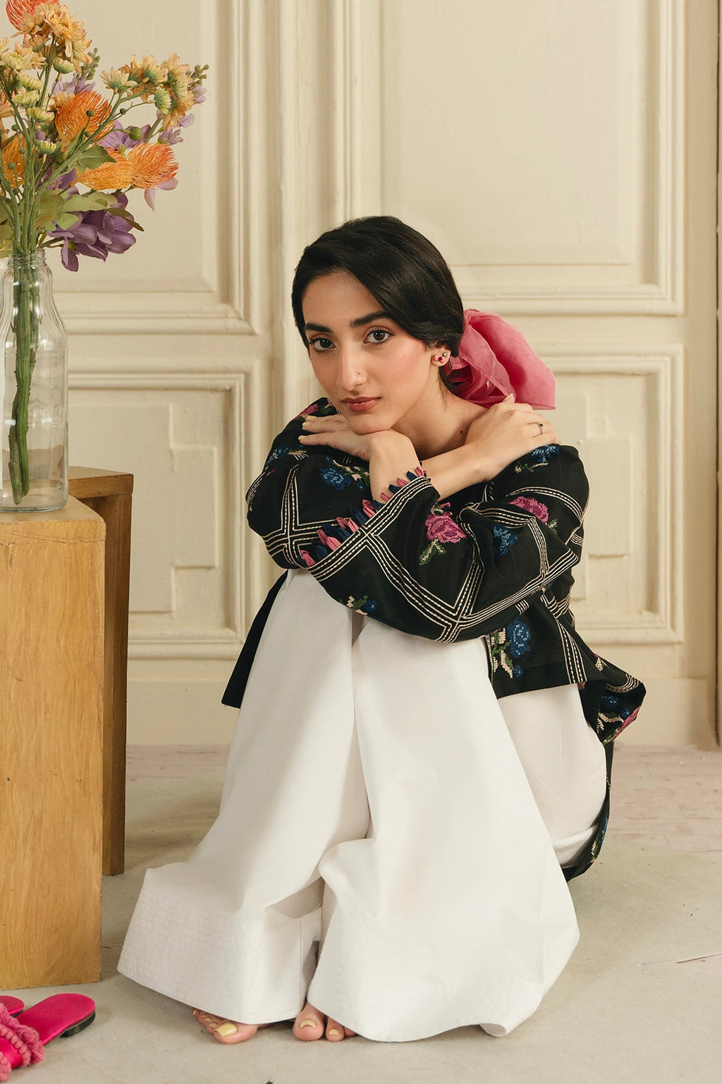 Deep Rose - Cross Stitch Emb 2 Piece Farshi Shalwar Outfit