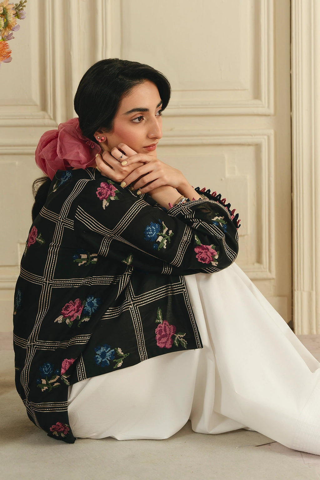Deep Rose - Cross Stitch Emb 2 Piece Farshi Shalwar Outfit