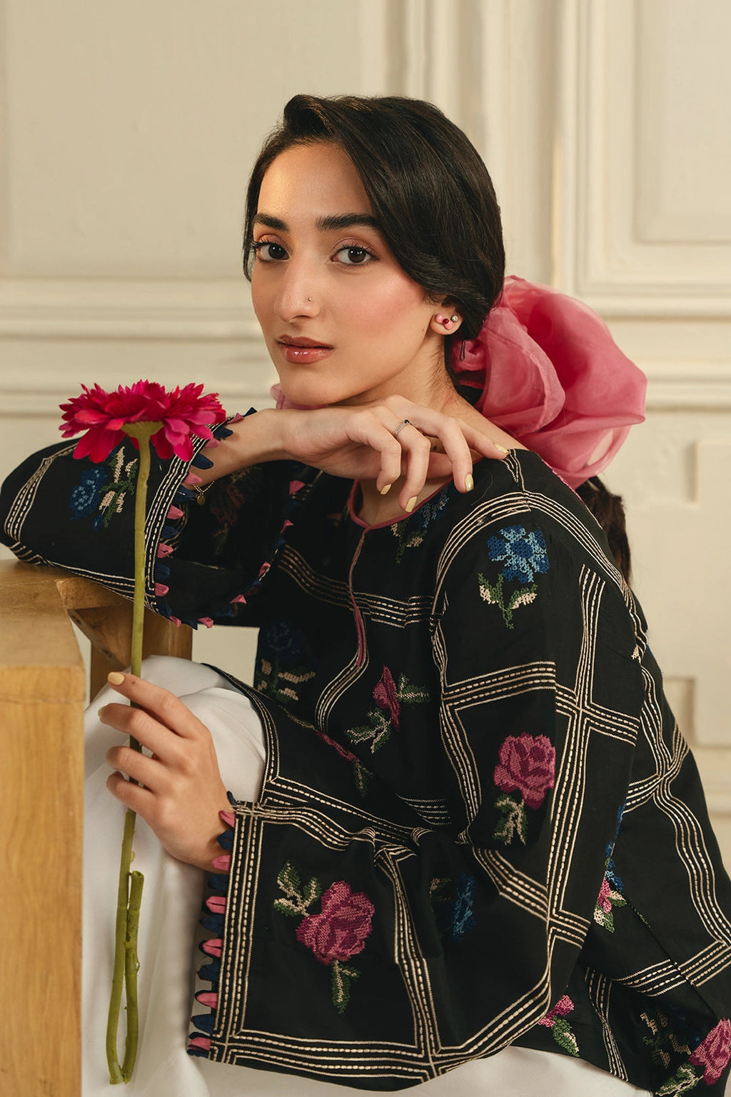 Deep Rose - Cross Stitch Emb 2 Piece Farshi Shalwar Outfit