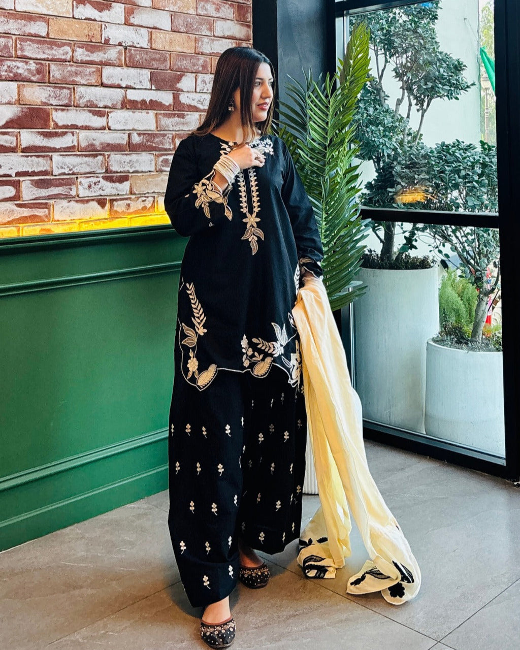 Sadaf Emb Cut Work Cotton Lawn Dress (Stitched)