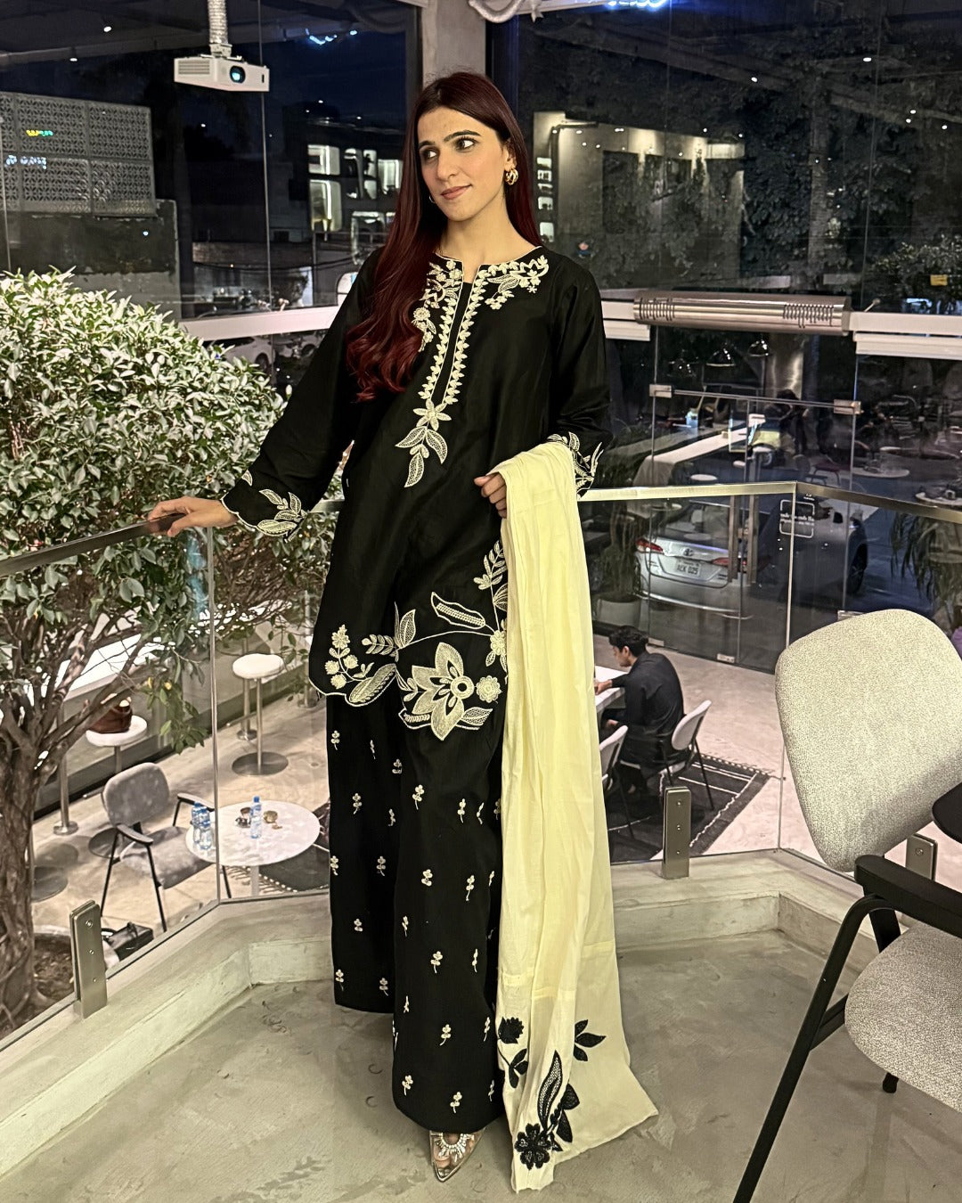 Sadaf Emb Cut Work Cotton Lawn Dress (Stitched)