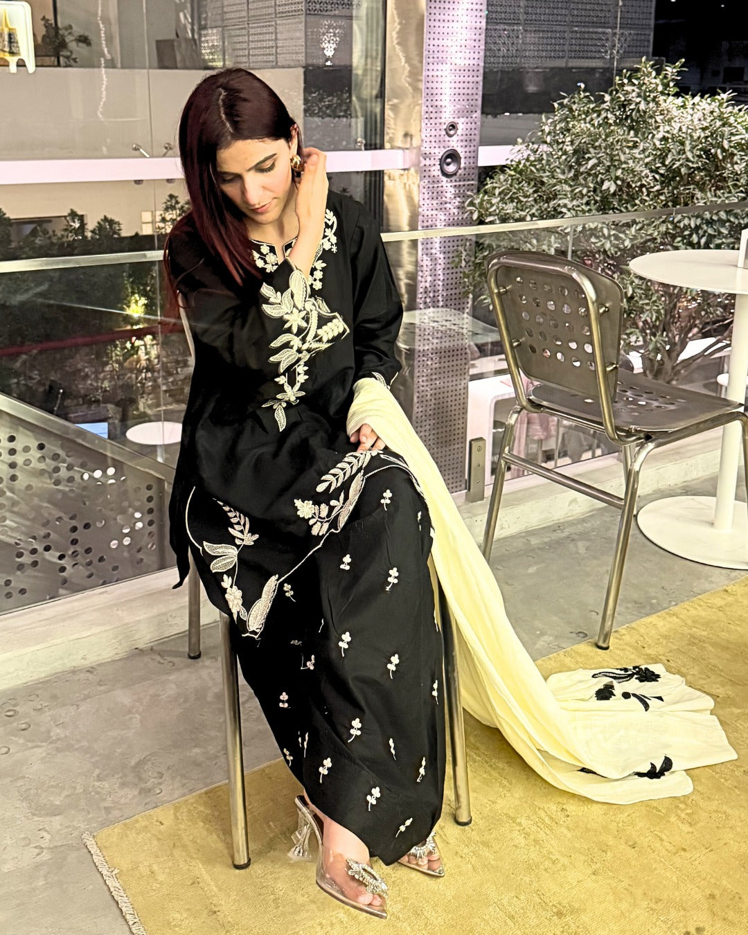 Sadaf Emb Cut Work Cotton Lawn Dress (Stitched)