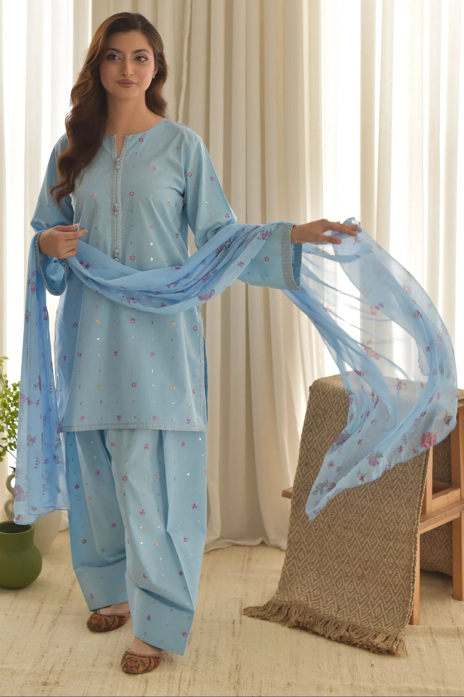 Airah – Cotton Law Embroidered 3PC